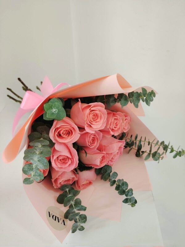 12 Rosas rosas con dollar